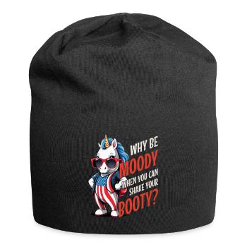 Cute USA Unicorn Why Be Moody Shake Your Booty - Jersey-Beanie - Schwarz - Vorne