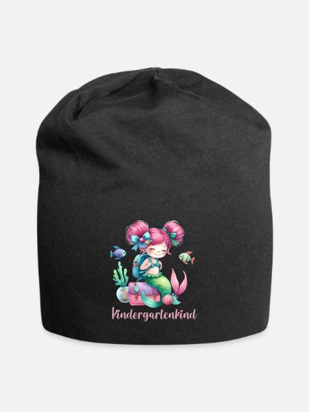 Kindergartenkind Vorschulkind Meerjungfrau - Jersey-Beanie - Schwarz