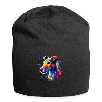 Colorful Splash Art Smooth Fox Terrier - Jersey Beanie - black - Front