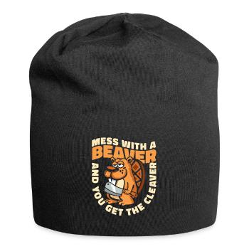 Mess With A Beaver And Get The Cleaver Eurasian - Jersey Beanie - black - Front