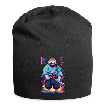 Samurai Faultier Aesthetic Vaporwave Stil - Jersey-Beanie - Schwarz - Vorne
