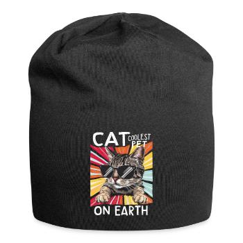 Cat Coolest Pet On Earth Retro Sunglasses Funny - Jersey-Beanie - Schwarz - Vorne