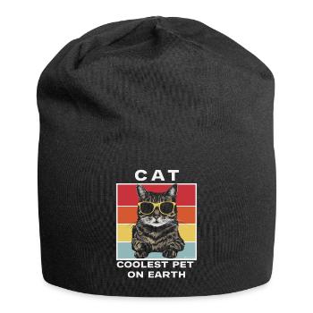 Cat Coolest Pet On Earth Retro Sunglasses Funny - Jersey-Beanie - Schwarz - Vorne