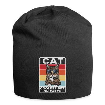 Cat Coolest Pet On Earth Retro Sunglasses Funny - Jersey-Beanie - Schwarz - Vorne
