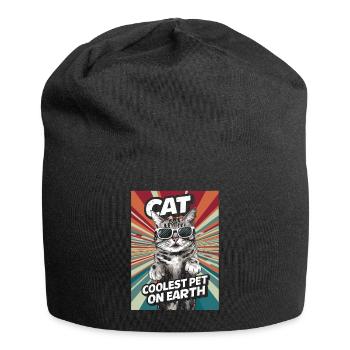 Cat Coolest Pet On Earth Retro Sunglasses Funny - Jersey-Beanie - Schwarz - Vorne
