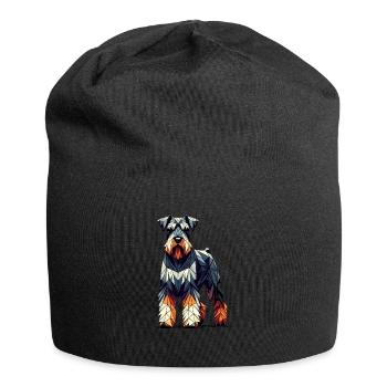 Geometrische Kunst Riesenschnauzer Schnauzer - Jersey-Beanie - Schwarz - Vorne