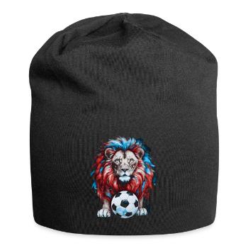 Löwe Fußball Bunt Tschechien Tier Design Print - Jersey-Beanie - Schwarz - Vorne