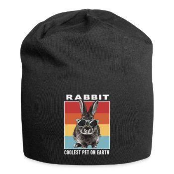 Rabbit Coolest Pet On Earth Retro Sunglasses - Jersey Beanie - black - Front