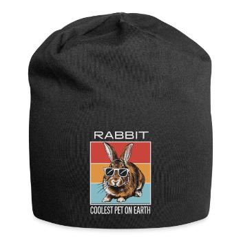 Rabbit Coolest Pet On Earth Retro Sunglasses - Jersey Beanie - black - Front
