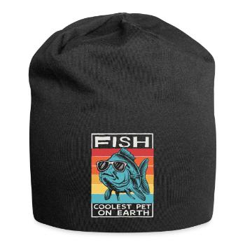 Fish Coolest Pet On Earth Retro Sunglasses Funny - Jersey-Beanie - Schwarz - Vorne