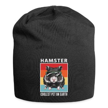 Hamster Coolest Pet On Earth Retro Sunglasses - Jersey Beanie - black - Front