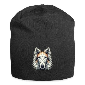 Geometric Art Borzoi Russian Hunting Sighthound - Jersey Beanie - charcoal grey - Front