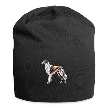 Geometric Art Borzoi Russian Hunting Sighthound - Jersey Beanie - black - Front