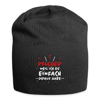 Pfleger Spruch Pflegekraft Lustig Pfleger Geschenk - Jersey-Beanie - Schwarz - Vorne
