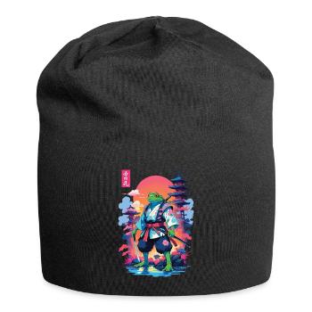 Samurai Frosch & Aesthetic Vaporwave Stil - Jersey-Beanie - Schwarz - Vorne