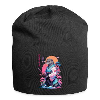 Samurai Otter Aesthetic Vaporwave Stil - Jersey-Beanie - Schwarz - Vorne