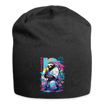 Samurai Faultier Aesthetic Vaporwave Stil - Jersey-Beanie - Schwarz - Vorne