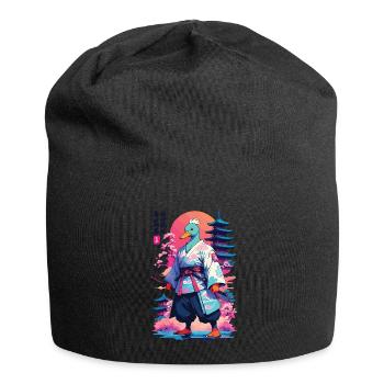 Samurai Ente im Aesthetic Vaporwave Stil - Jersey-Beanie - Schwarz - Vorne