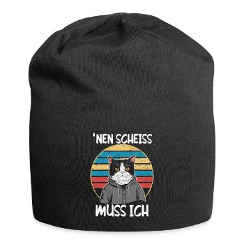 Lustiger Katzen Spruch Nen Scheiss muss ich - Jersey-Beanie - Schwarz - Vorne