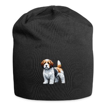 Geometrische Kunst Petit Basset Griffon Vendéen PBGV - Jersey-Beanie - Schwarz - Vorne