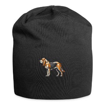 Geometrische Strichzeichnung Bloodhound Bloodhounds St. - Jersey-Beanie - Schwarz - Vorne
