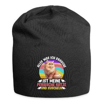 Perser ALLES WAS ICH BRAUCH IST MEINE PERSERKATZE - Jersey-Beanie - Schwarz - Vorne