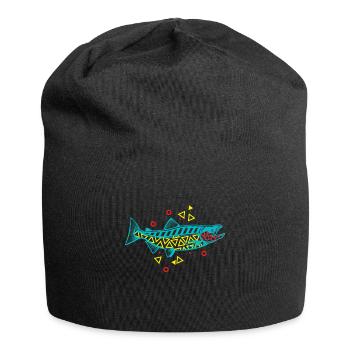 Lachs Angeln Abenteuer Fischen Erlebnis - Jersey-Beanie - Schwarz - Vorne
