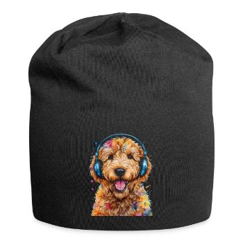Goldendoodle Casque Chien Animal Design Imprimer - Bonnet en jersey - noir - Devant