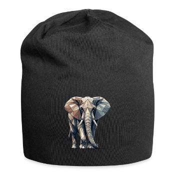 Geometric Art Elephant Elephants Wildlife Safari - Jersey Beanie - black - Front
