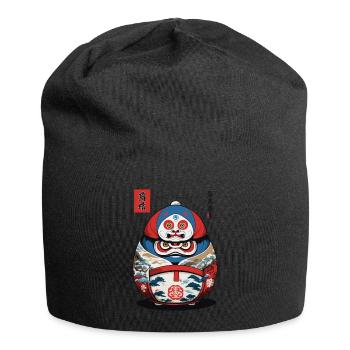 Japanischer Daruma Aesthetic Yokai Streetwear - Jersey-Beanie - Schwarz - Vorne