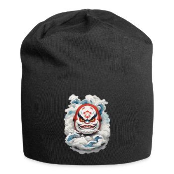 Japanischer Daruma Aesthetic Yokai Vintage - Jersey-Beanie - Schwarz - Vorne