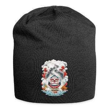 Japanischer Daruma Ästhetik Yokai Vintage - Jersey-Beanie - Schwarz - Vorne