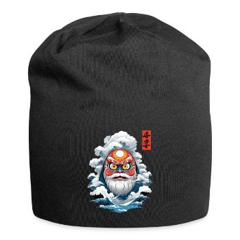 Japanese Daruma Aesthetic Vintage Yokai - Jersey Beanie - black - Front