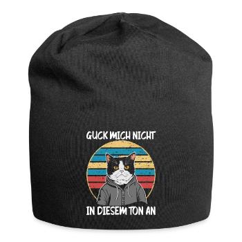 Lustiger Katzen Spruch Guck mich nicht in diesem - Jersey-Beanie - Schwarz - Vorne