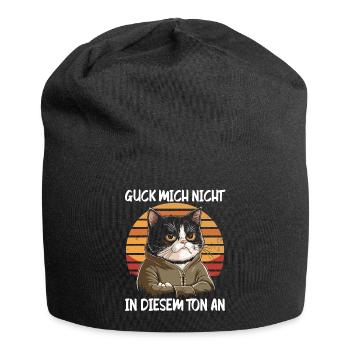 Lustiger Katzen Spruch Guck mich nicht in diesem - Jersey-Beanie - Schwarz - Vorne