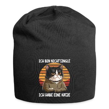 I'm not single I have a cat - Jersey Beanie - black - Front