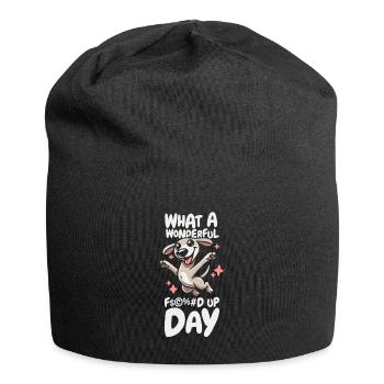 Greyhound Windhund Fucked Up Day - Jersey Beanie - black - Front
