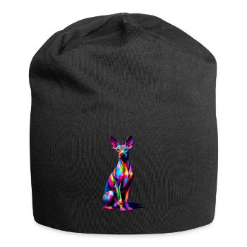 Bunte Pop Art Peruanischer haarloser Hund - Jersey-Beanie - Schwarz - Vorne