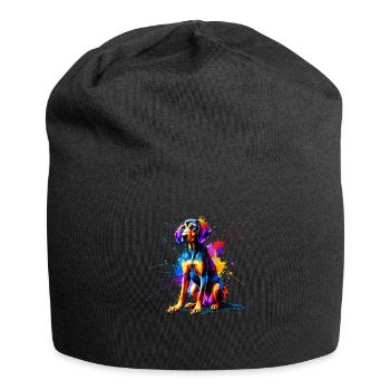 Bunte Splash Art Plott Hund Plott Hund - Jersey-Beanie - Schwarz - Vorne