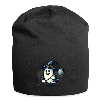 lustiger Halloween Hexen Geist mit Hexenbesen - Jersey-Beanie - Schwarz - Vorne