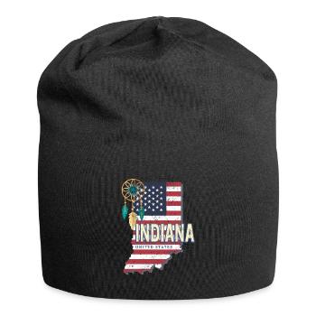 Indiana United States Map Souvenir - Jersey Beanie - black - Front