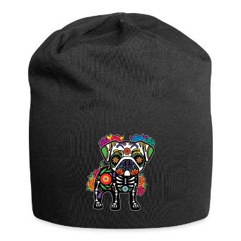 Pug Floral Skeleton Muertos Day Of Dead - Jersey Beanie - black - Front