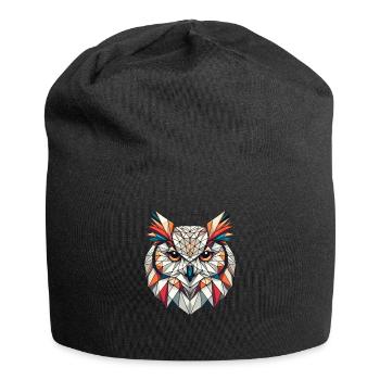Geometric Art Owl Bird Owlet Owls Lover - Jersey Beanie - black - Front