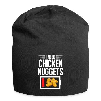 Chicken Nugget Liebhaber Chicken Nuggets - Jersey-Beanie - Schwarz - Vorne