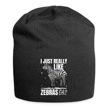 Funny Zebra Animal I Just Really Like Zebras, Ok? - Jersey Beanie - black - Front