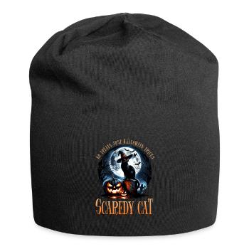 Fröhliches Halloween, Scaredy Cat - Jersey-Beanie - Schwarz - Vorne
