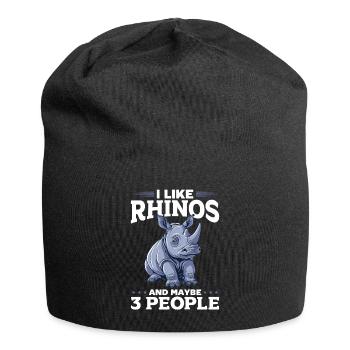 Rhinozeros Animal I Like Rhinos And Maybe 3 People - Jersey-Beanie - Schwarz - Vorne