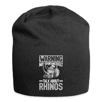 Funny Rhino Rhinozeros Animal Warning - Jersey-Beanie - Schwarz - Vorne