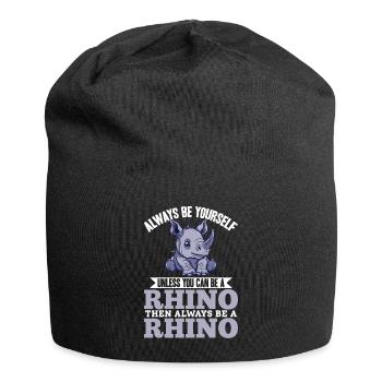 Funny Rhino Rhinoceros Animal Always Be Yourself - Jersey Beanie - black - Front
