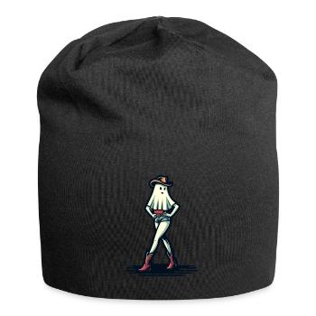 Funny Halloween Girl Ghost Boots Cowboy Hat - Jersey Beanie - black - Front